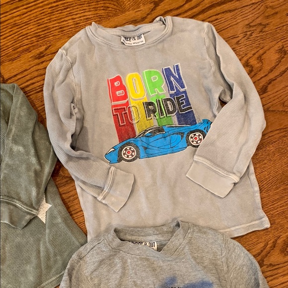 Three & Out Kids Long Sleeve Graphic Tees - Blue, Green, Gray 4t Denny’s Bundle - Picture 7 of 12
